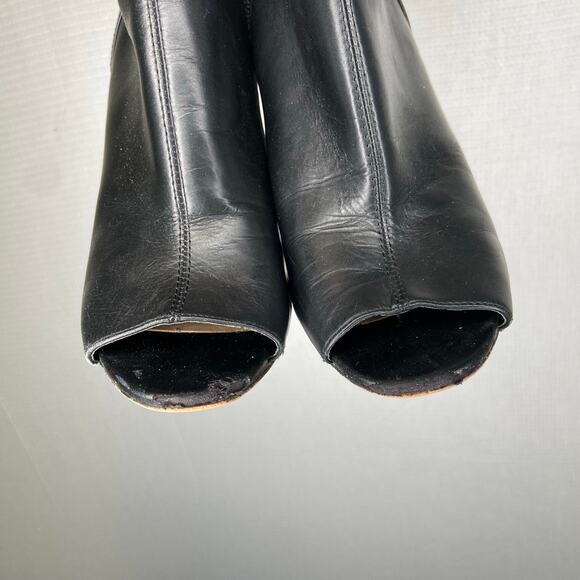 DKNY | Leather Black‎ Bootie Heel Toe Peek 8 - Picture 3 of 7